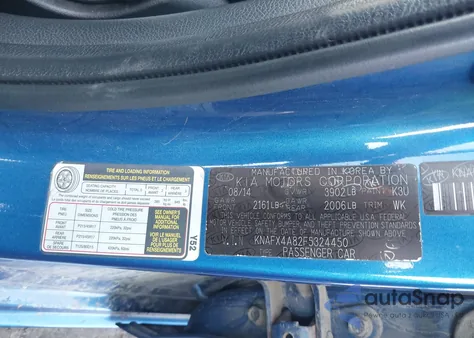 2015 Kia Forte Ex из США, поврежденный, VIN KNAFX4A82F5324450